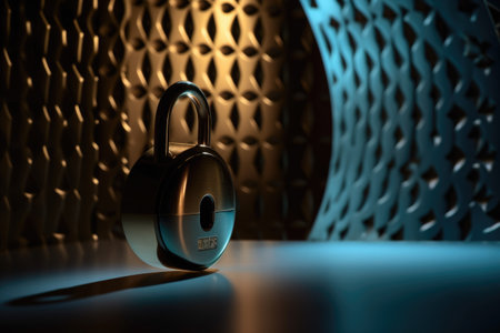 illustration of padlock. Concept of Data security, digital data and personal information defense, antivirus PC protection. generative AIの素材