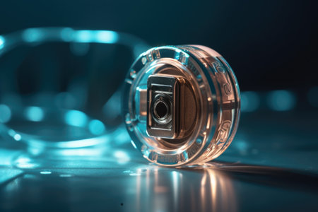 illustration of closed padlock on glowing background, cybersecurity. safety concept. generative AI.の素材