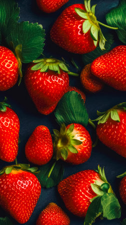 Tasty red strawberry on whole background, close up. Summer berry. Ai generated.の素材