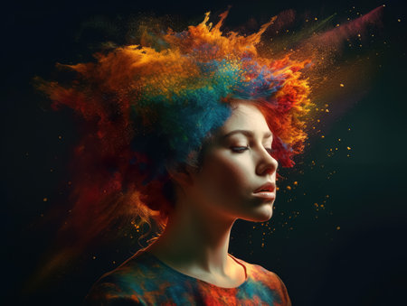 Human brain colorful exploding concept.の素材