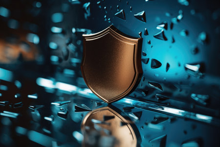 digital padlock. Cyber security technology network data protection technology virtual dashboard.Online internet authorized access against cyber attack privacy business data concept.の素材