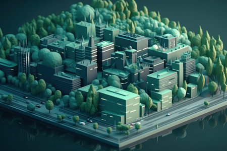 Concept of industrial city. Energy consumption and CO2 gas emissions concept.の素材