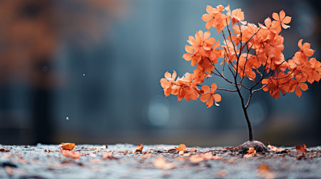 Closeup of leaves on a branch in autumn. autumn background.の素材