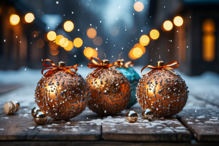 Colorful Christmas balls, Christmas decoration. New Year greeting card.の素材