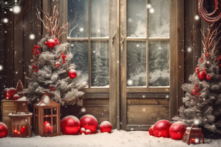 Stylish interior of living room with decorated Christmas tree. Christmas decoration. New Yearの素材