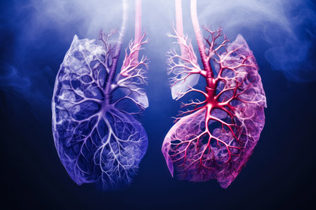 art illustration of human lungs in smoke. health care concept.の素材