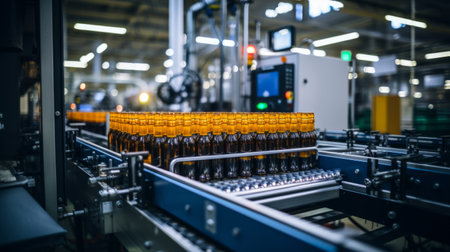 drink factory drink bottling on a production line in a factory. Selective focus.の素材