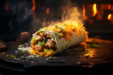 hot delicious shawarma with meat, warm bread, fresh veggies, creamy sauce. middle east traditional food.の素材