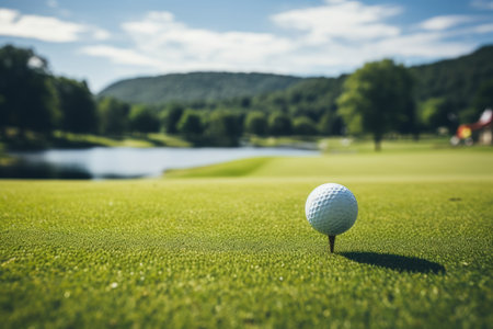 A golf ball on the golf course. High quality photoの素材