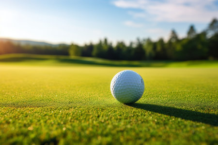A golf ball on the golf course. High quality photoの素材