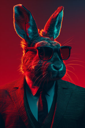 illustration of serious bunny businessman wearing sunglasses and a classic suit.の素材