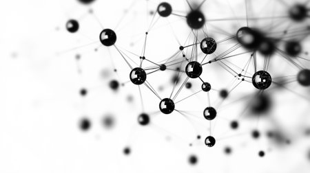 A detailed visualization illustrates an intricate AI neural network of interconnected nodes and pathways.の素材