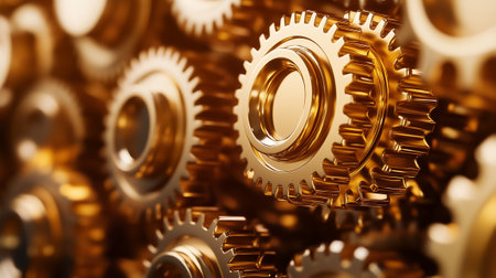 Intricately designed ai gears interlock, showcasing a blend of technology and creativity in harmony.の素材