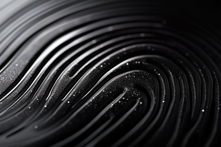This ultra-macro view showcases the mesmerizing details of a fingerprint, highlighting its unique curves and textures.の素材