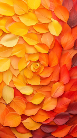 Colorful autumn leaves form a captivating swirl of orange and yellow, highlighting seasonal change and natural artistry.の素材