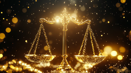 Golden scales shine brightly surrounded by a mesmerizing halo of light against a dark background.の素材