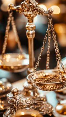 Antique scales are used in a lively marketplace for weighing various spices and goods amid vibrant activity.の素材