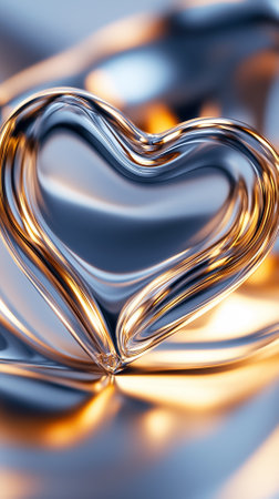 Mercury takes on a heart shape, glistening with reflections, showcasing its unique properties in a captivating form.の素材