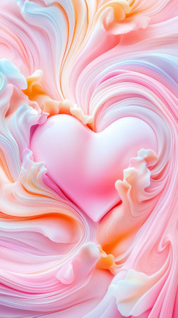 Colorful fractal heart pattern reveals fluid shapes, embodying love and endless connections through artful design.の素材