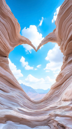 A stunning heart-shaped formation in a desert canyon showcases the beauty of extreme sports among natural wonders.の素材