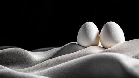 Experience a minimalist vision of Easter through the interplay of light and shadow on abstract egg forms.の素材