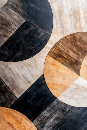 Vibrant fields unfold in a striking display of geometric forms, showcasing various crops in harmonious rotation. The aerial perspective reveals a stunning blend of colors and textures.の素材