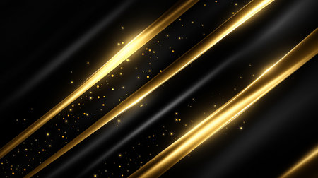 Luxurious dark backdrop with diagonal gold lines and subtle shadow depth creating an elegant professional tone. Ideal concept for fashion, cosmetics, jewelry branding.の素材