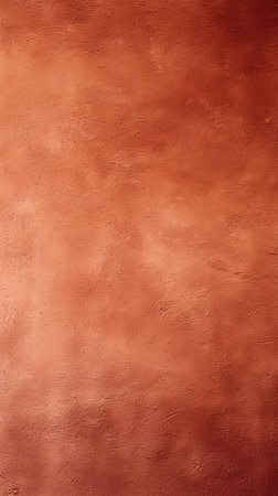 Warm terracotta background features soft grain texture and uneven edges, creating a hand-crafted organic aesthetic. Concept of artisan branding, packaging design, home decor.の素材