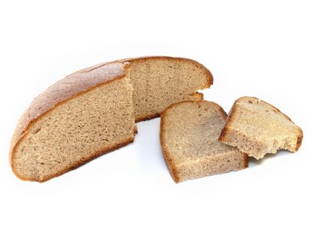 Black bread on a white backgroundの写真素材