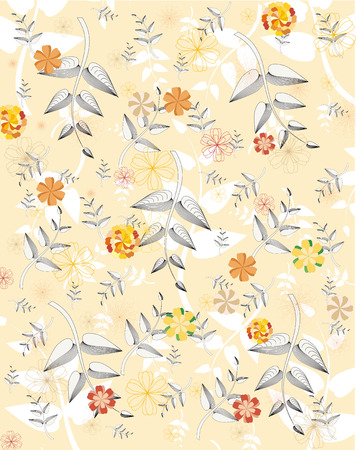 Texture with plants and flowersのイラスト素材