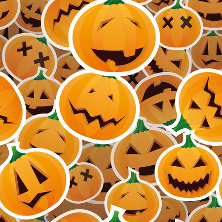 Halloween pumpkins - seamless patternのイラスト素材