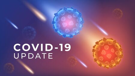 coronavirus disease (covid-19) update pandemic 3d glowing microscopic illustration. Premium vector.のイラスト素材