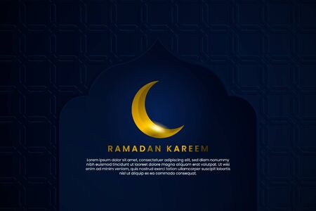 Ramadan kareem Islamic design with shiny crescent moon and Arabic patternのイラスト素材