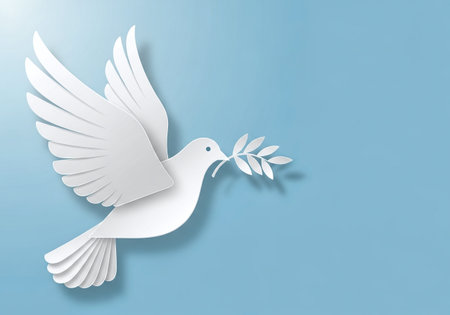 International Day of Peace: White Dove and Floral Wreath for September 21の素材