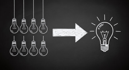 Collaboration to Innovation: Many Small Ideas Merging into One Bright Solutionの素材