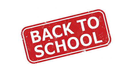 Back to School Red Rubber Stamp: Retro Grunge Sign for Education Seasonの素材