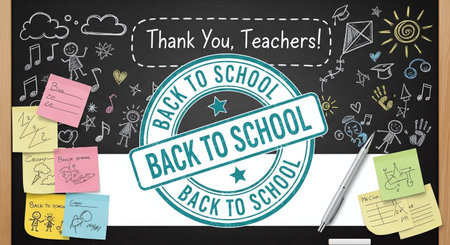 Creative Chalkboard Doodles &amp; 'Thank You, Teachers!' Back to School Stampの素材