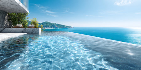 Stunning Infinity Pool Ocean View Luxury Villa Travel Art Print Home Decor Designの素材
