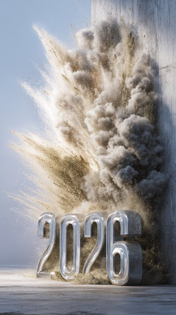 2026 New Year Explosion Gold Silver Numbers Celebration Party Fireworks Eventの素材