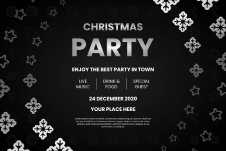 merry christmas party banner template on dark backgroundのイラスト素材