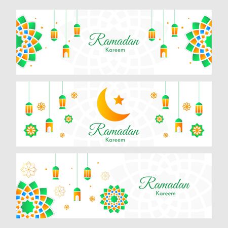 Ramadan decoration greeting card illustration. Ramadan kareem cartoon vector. Wishing for Islamic festival. Perfect for banner, poster, background, flyer,illustration, brochure and sale backgroundのイラスト素材