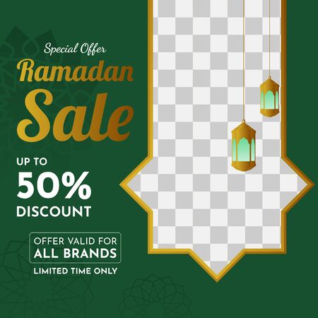 Ramadan sale social media post template banners ad. Wishing for Islamic festival. Editable vector illustrationのイラスト素材