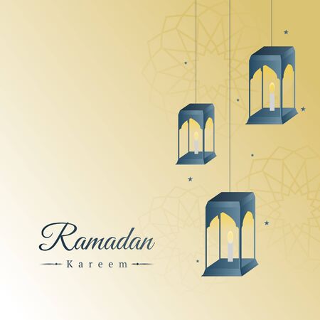Ramadan Kareem concept with islamic lamps. Wishing for Islamic festival. Perfect for banner, poster, background, flyer,illustration, brochure and sale backgroundのイラスト素材