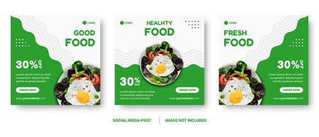 Food menu banner social media post. Editable social media templates for promotions on the Food menu. Set of social media story and post frames. Layout design for marketing on social media.のイラスト素材