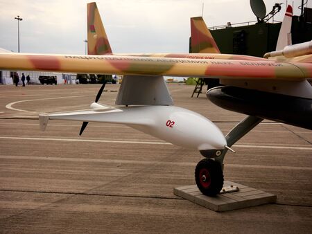 Astana, Kazakhstan - May 25, 2018: unmanned combat aerial vehicle UCAV at the KADEX exhibition