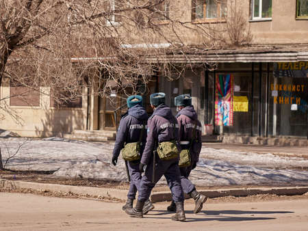Karaganda, Kazakhstan - 1nd April, 2020 -The streets of the city are quarantined closed due to...