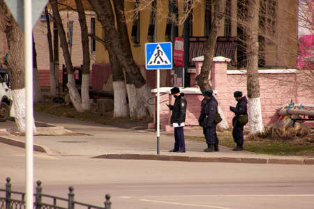 National Guard soldiers patrol the streets during a pandemic COVID-19
