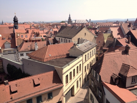 A view of the city rooftopsの素材