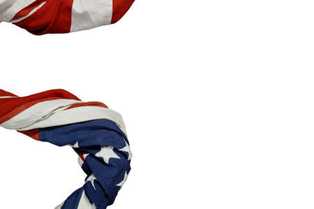 Close up of waving national usa american flag on black background with copy space for text.の写真素材