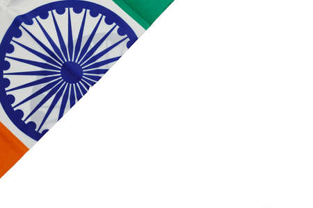Top view of National Flag of India on black background. Indian Independence Day.